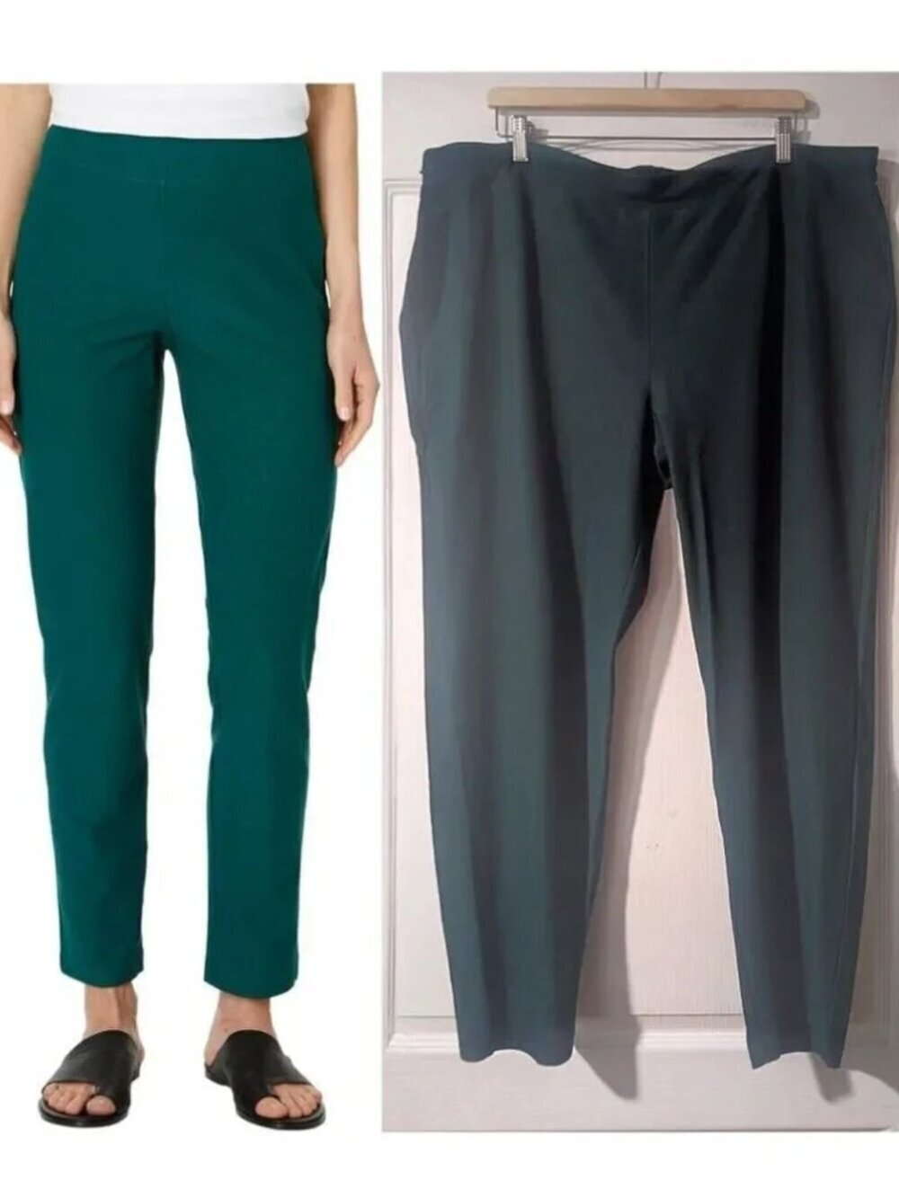 Eileen Fisher | Washable Stretch Crepe Slim Ankle Pants in Aegean Green